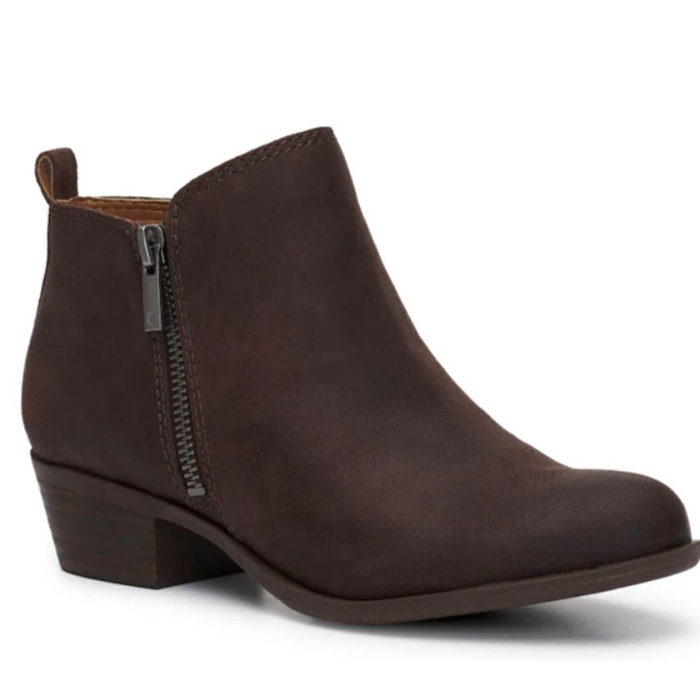 New Lucky Brand Basel Angle Bootie Dark Brown suede size 6.5